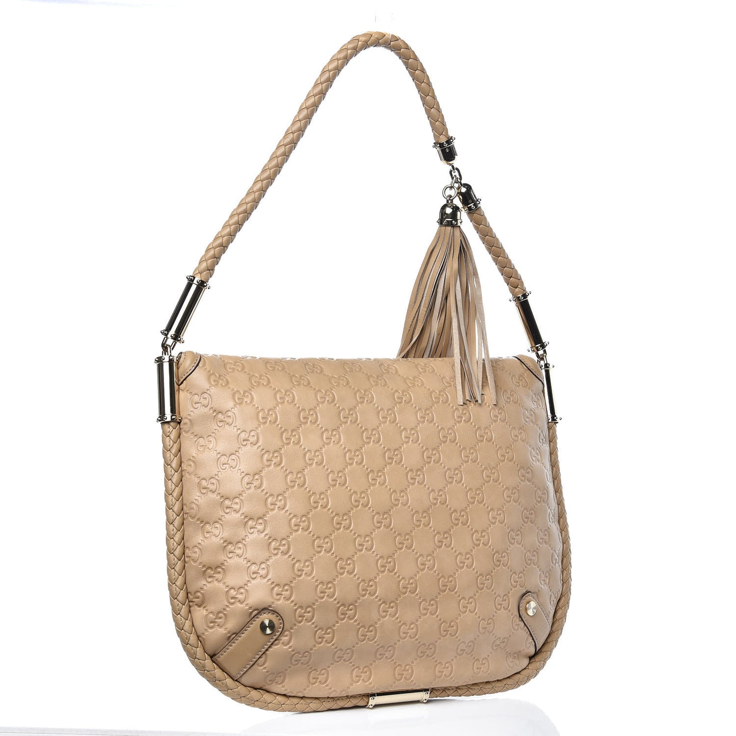Guccissima Medium Britt Tassel Shoulder Bag Beige