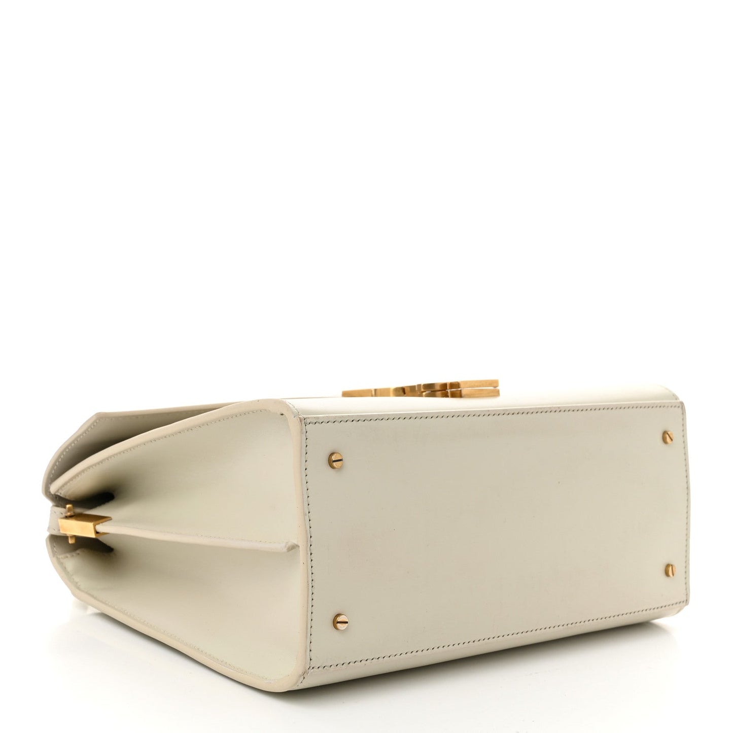 Smooth Calfskin Medium Classic Monogram Cassandra Top Handle Crema Soft Rouge Legion