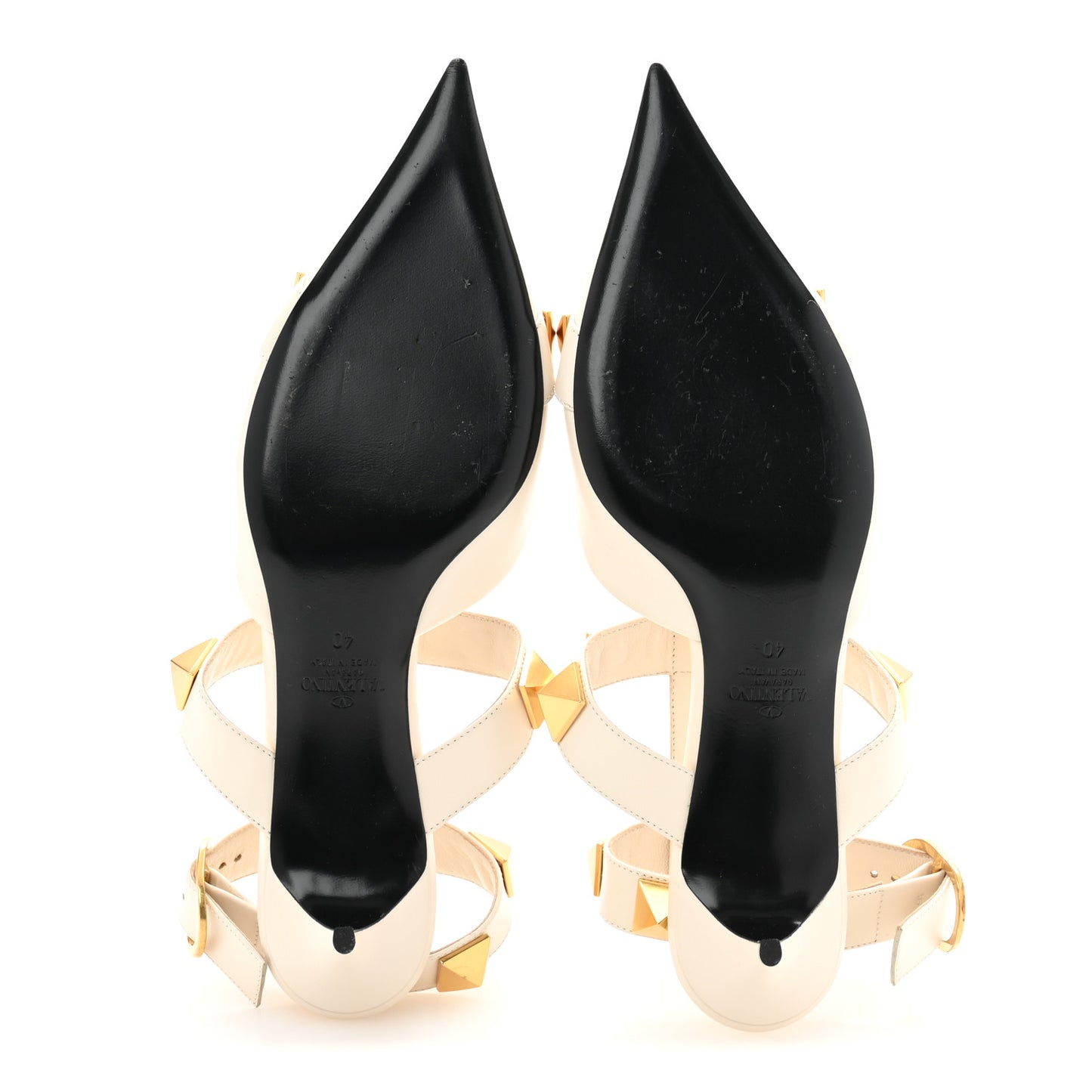 Calfskin Roman Stud Ankle Strap 40mm Pumps 40 White