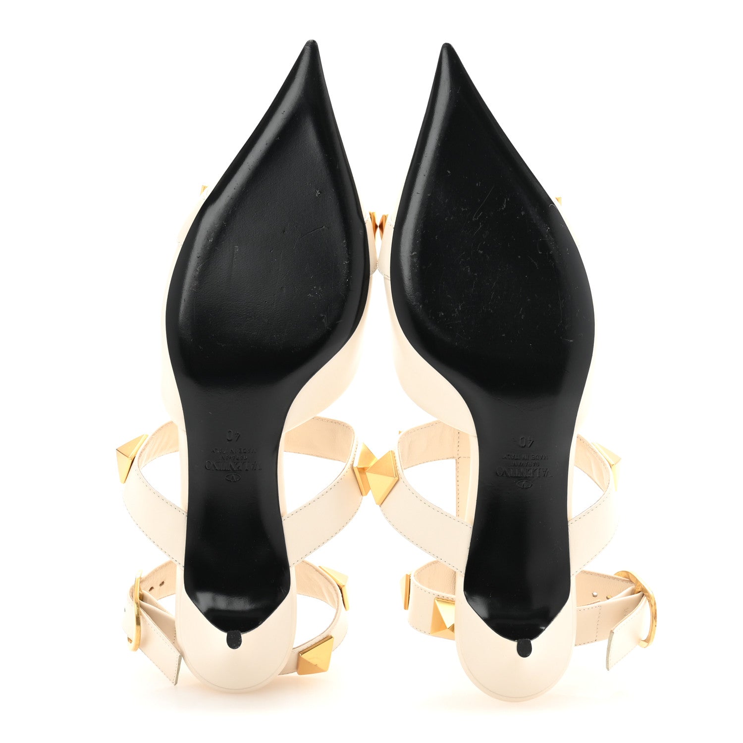 Valentino Garavani Calfskin Roman Stud Ankle Strap 40mm Pumps 40 White 6 of 9