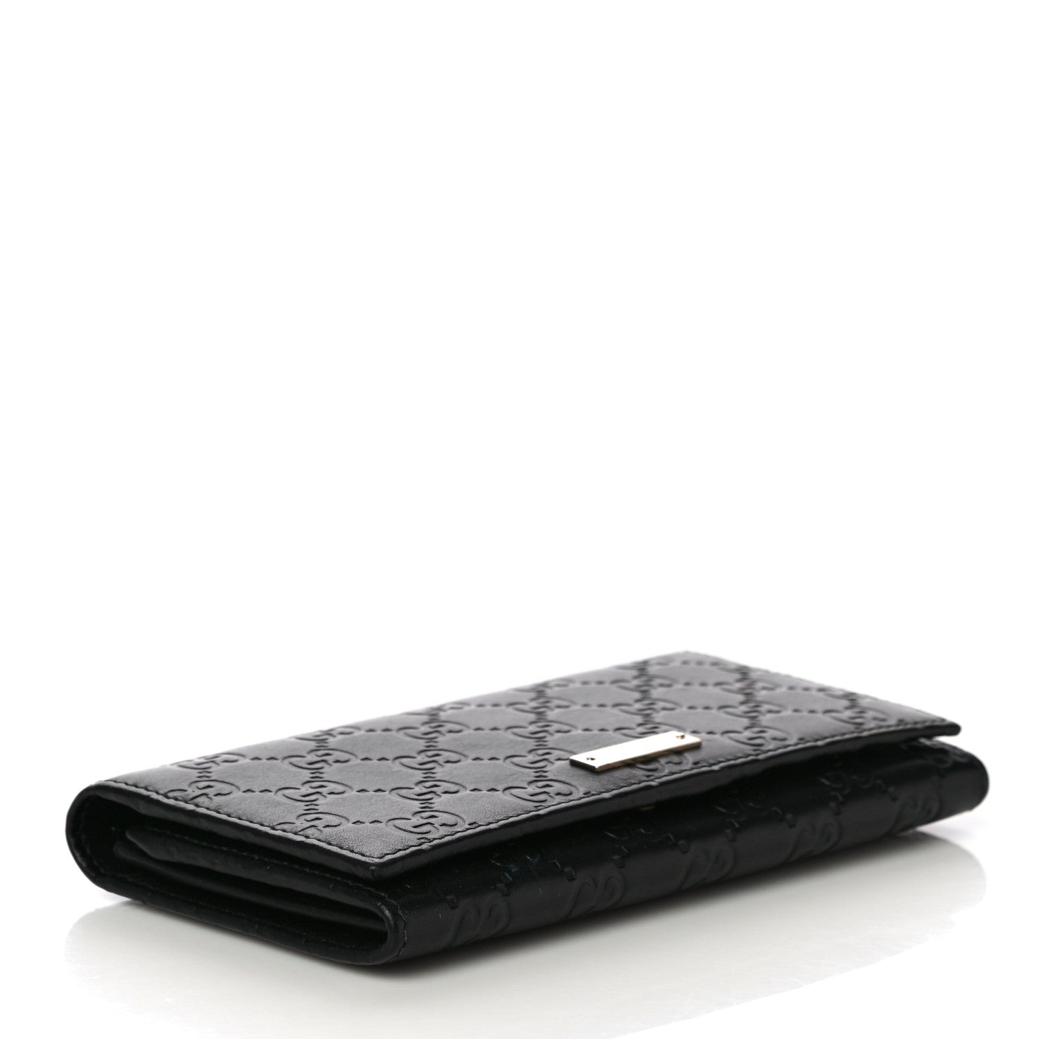 Gucci Guccissima Metal Bar Continental Flap Wallet Black 4 of 11