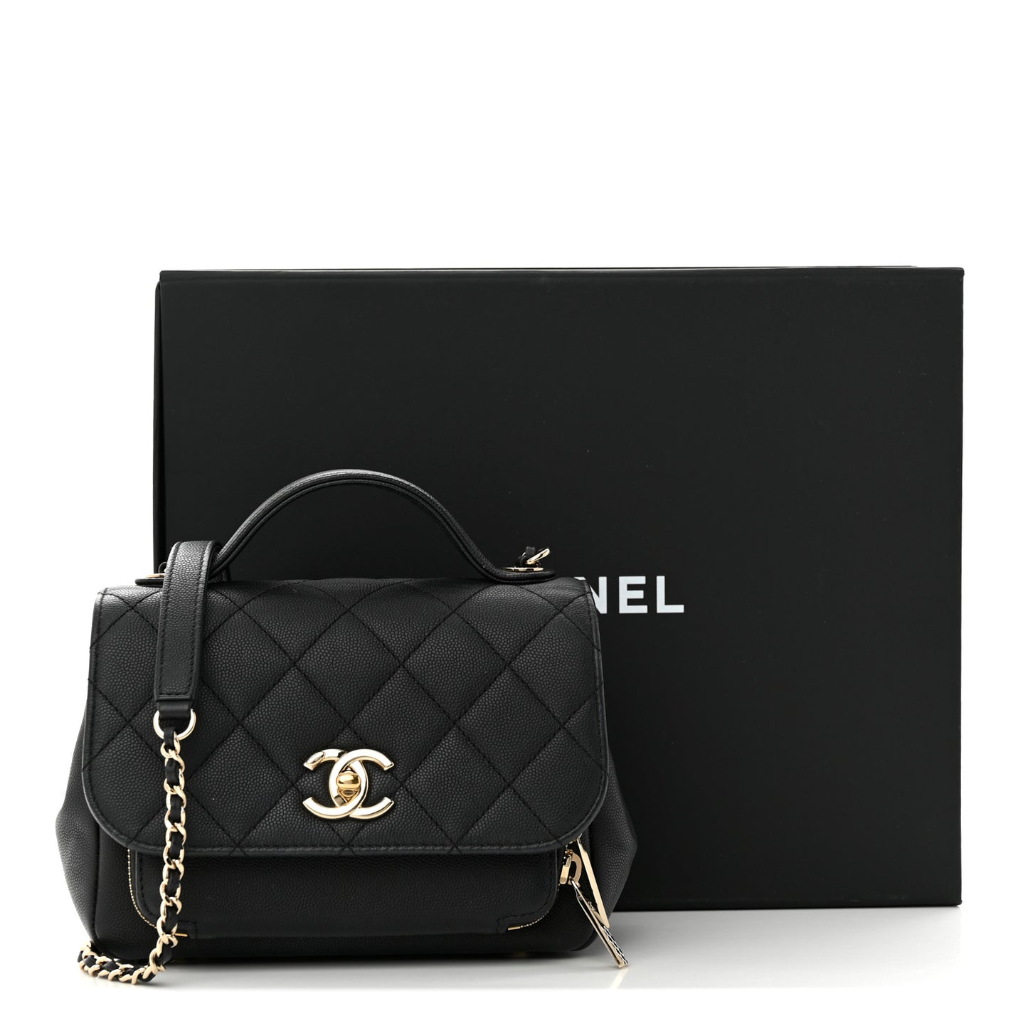 Caviar Quilted Small Business Affinity Flap Black