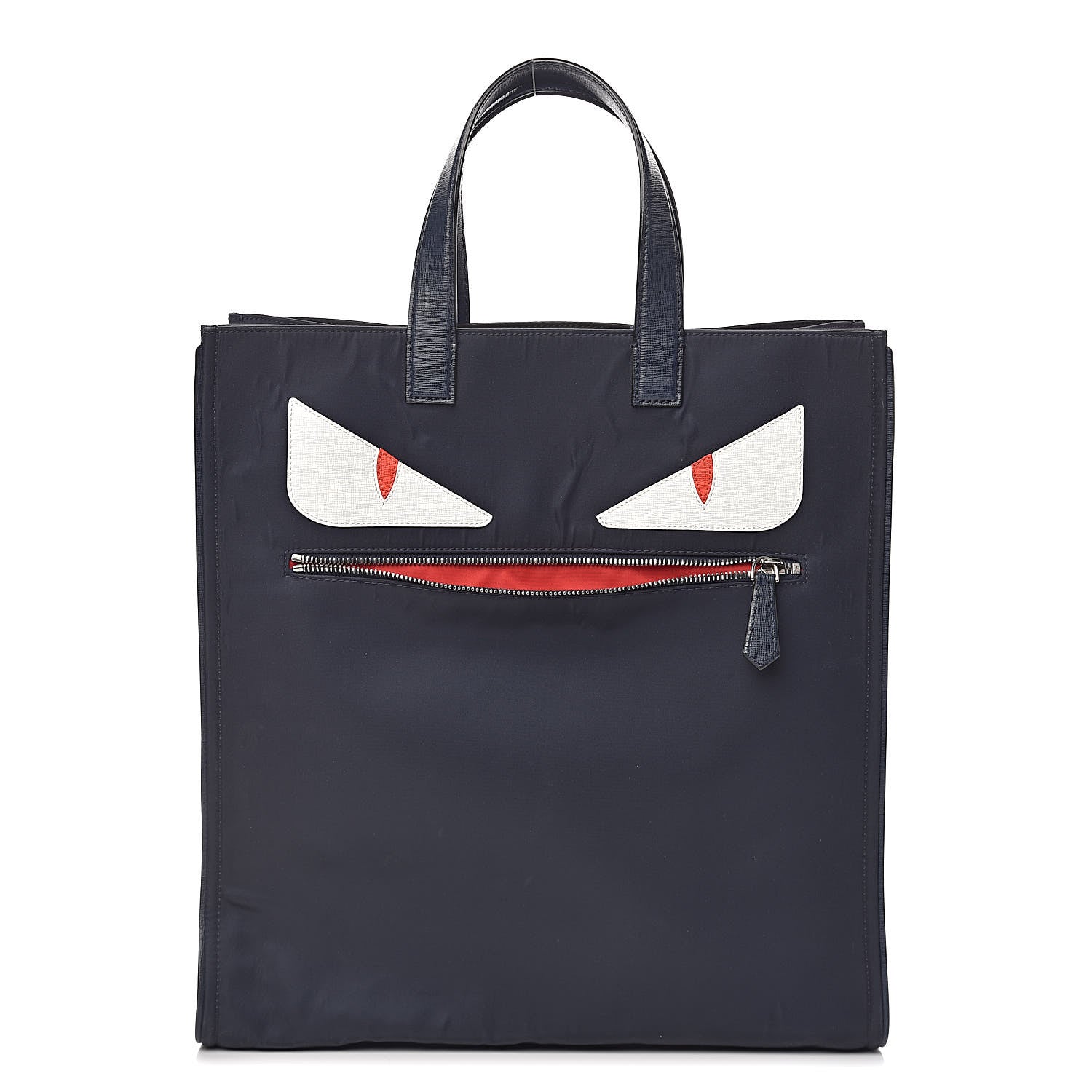 Fendi Nylon Vitello Elite Monster Eyes Tote Blue Scuro White Multicolor 1 of 16