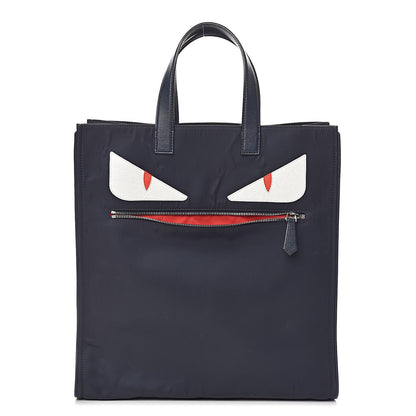 Fendi Nylon Vitello Elite Monster Eyes Tote Blue Scuro White Multicolor 1 of 16