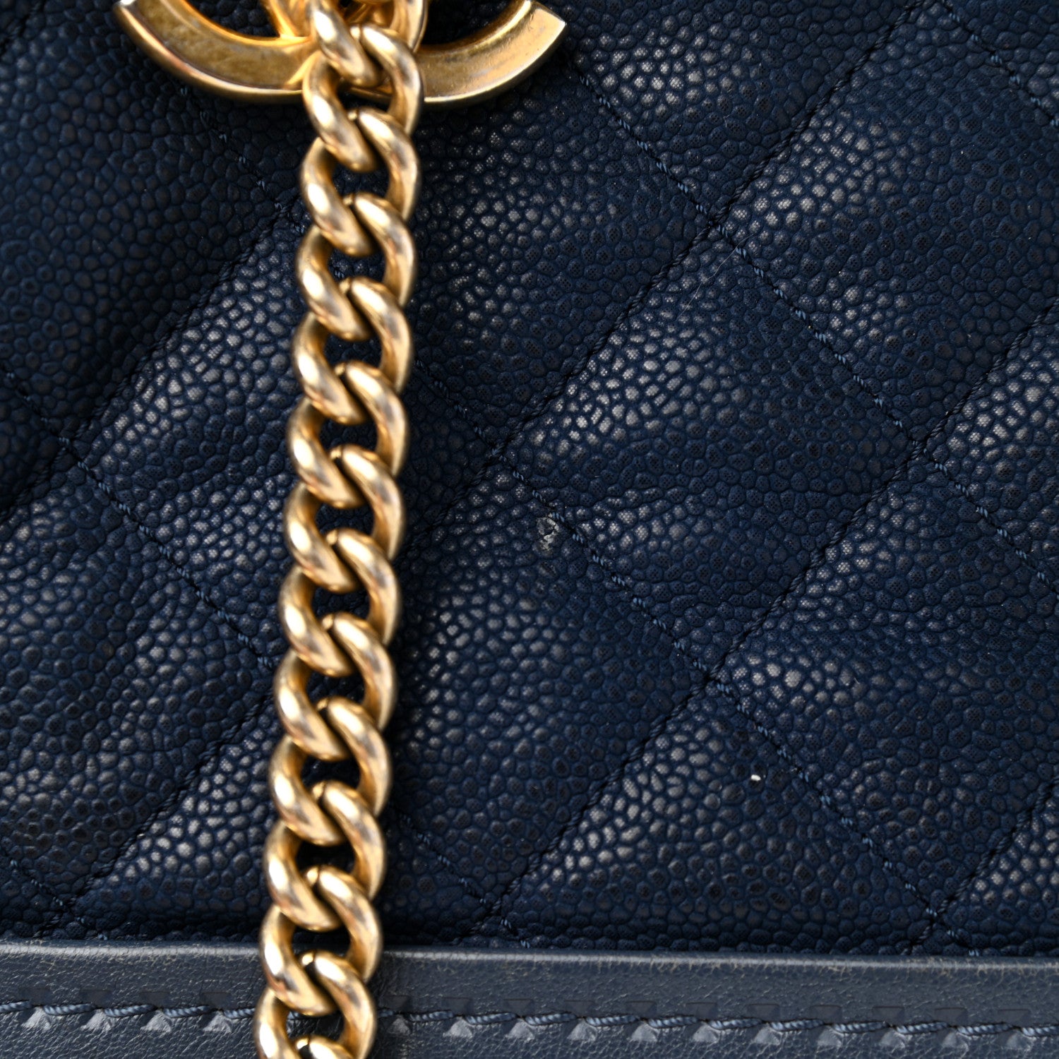 Chanel Iridescent Caviar Quilted Globe Trotter Shopping Tote Navy Blue 22 of 25