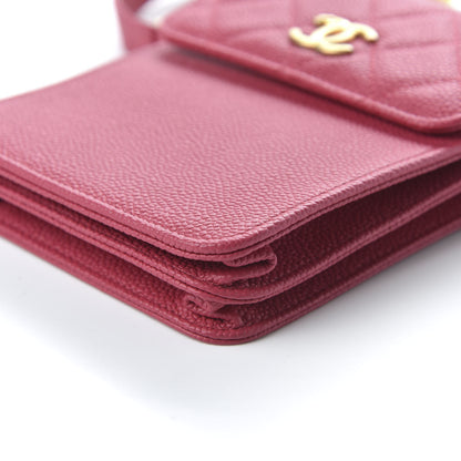 Chanel Caviar Quilted CC Phone Holder With Chain Pink 7 of 10