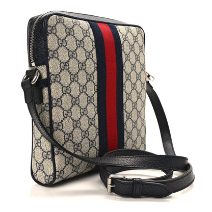 Gucci GG Supreme Monogram Textured Dollar Calfskin Web Small Ophidia Messenger Bag Beige Blue 3 of 11
