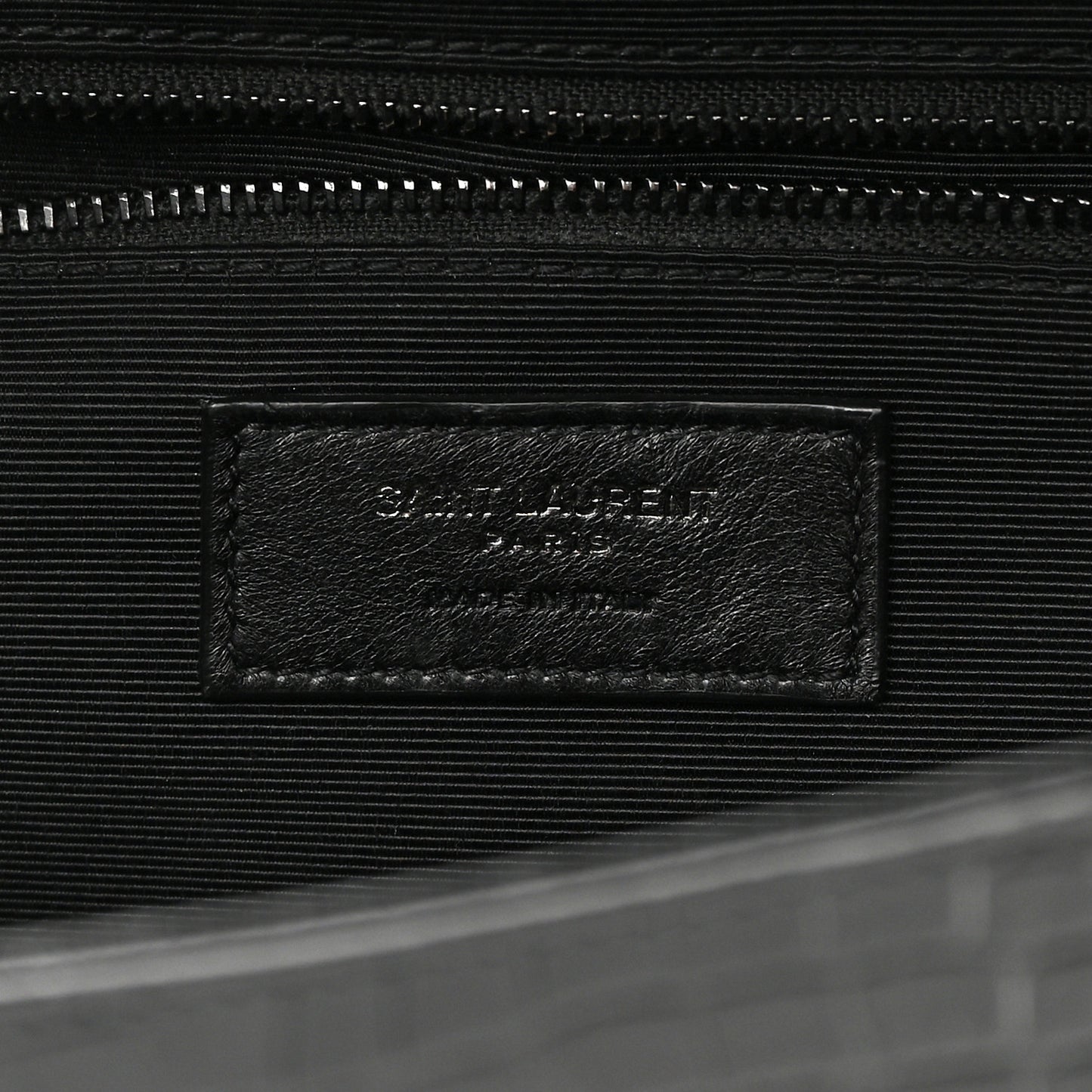 Calfskin Crocodile Embossed Monogram Large Satchel Black