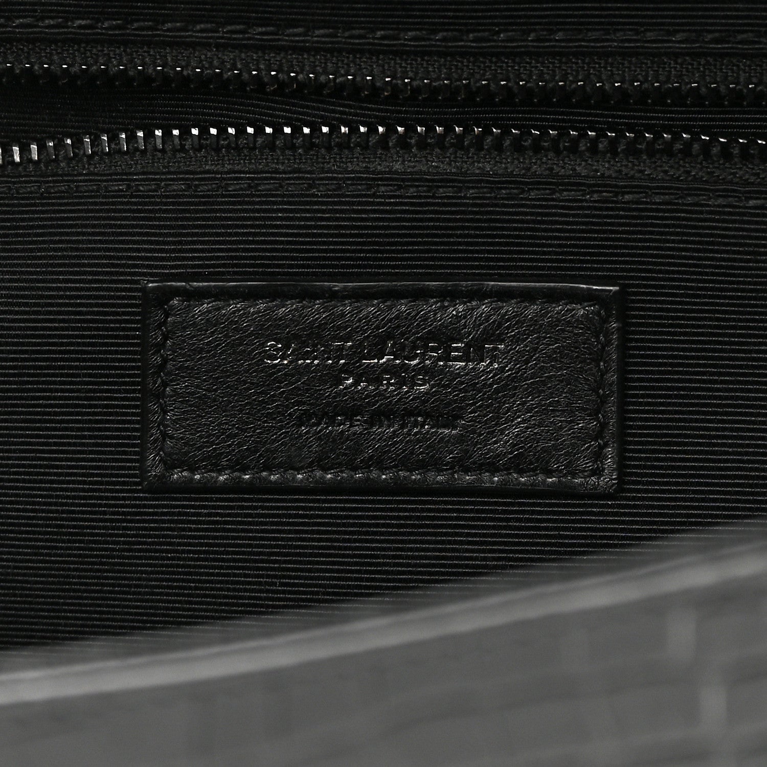 Saint Laurent Calfskin Crocodile Embossed Monogram Large Satchel Black 6 of 16