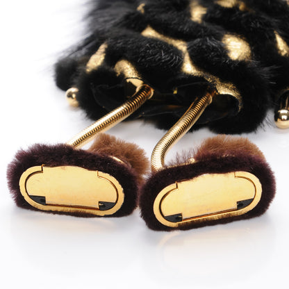 Fendi Metallic Calfskin Mink Fox Fur Hypnoteyes Witches USB Power Bank Bag Charm Black Gold 6 of 7