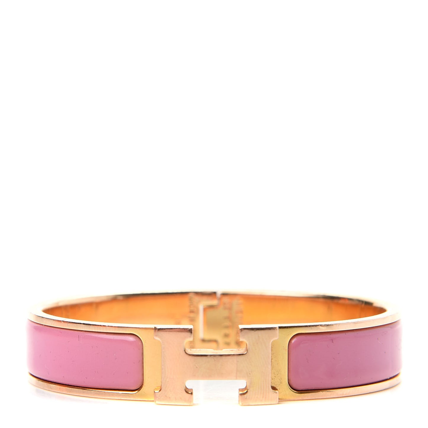 Enamel Narrow Clic Clac H Bracelet PM Rose Velours