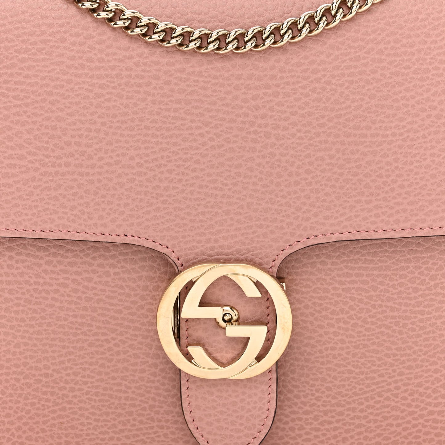 Dollar Calfskin Interlocking G Shoulder Bag Soft Pink