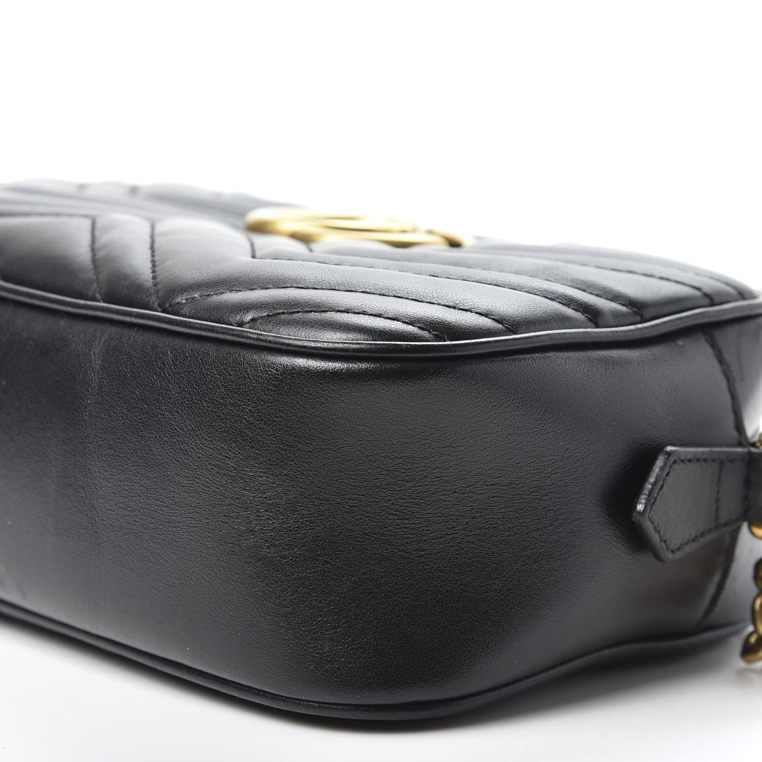 Gucci Calfskin Matelasse Small GG Marmont Chain Shoulder Bag Black 6 of 9