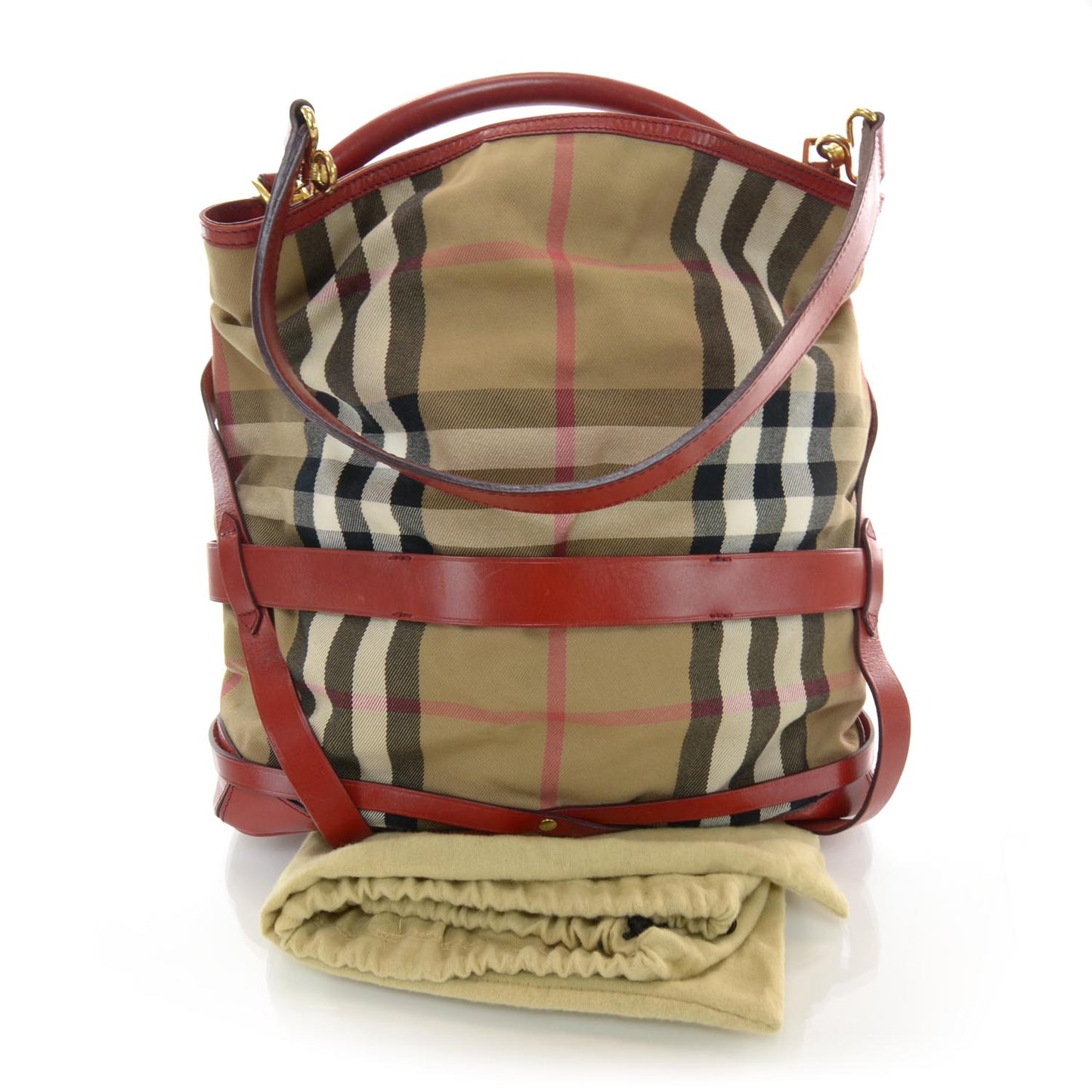 House Check Bridle Calfskin Medium Gosford Hobo Red