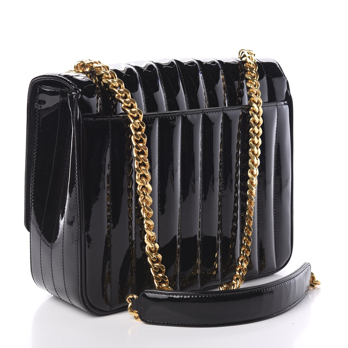 Patent Matelasse Monogram Large Vicky Chain Bag Black