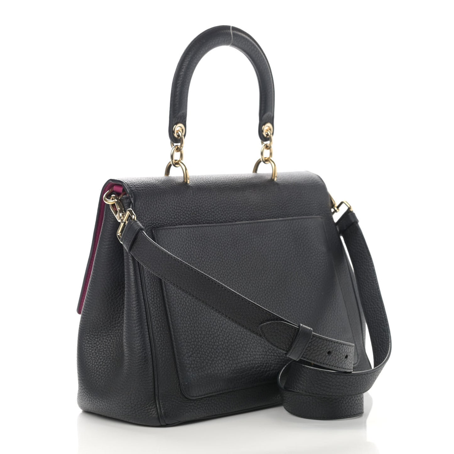 Bullcalf Medium Be Dior Flap Black Fraise