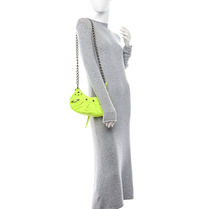 Balenciaga Agneau Arena Le Cagole Chain Shoulder Bag XS Fluo Yellow 3 of 11
