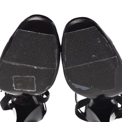 Chanel Satin Patent Cap Toe Ankle Wrap Pumps 38.5 Black 10 of 10