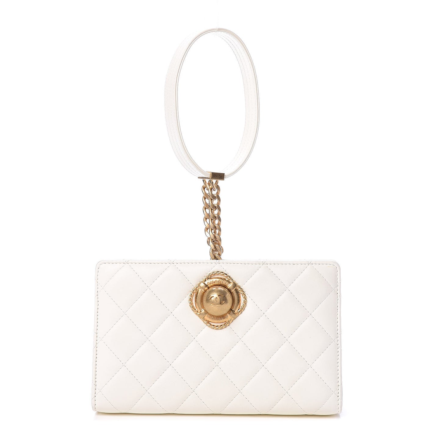 Lambskin Quilted Evening By The Sea Clutch White