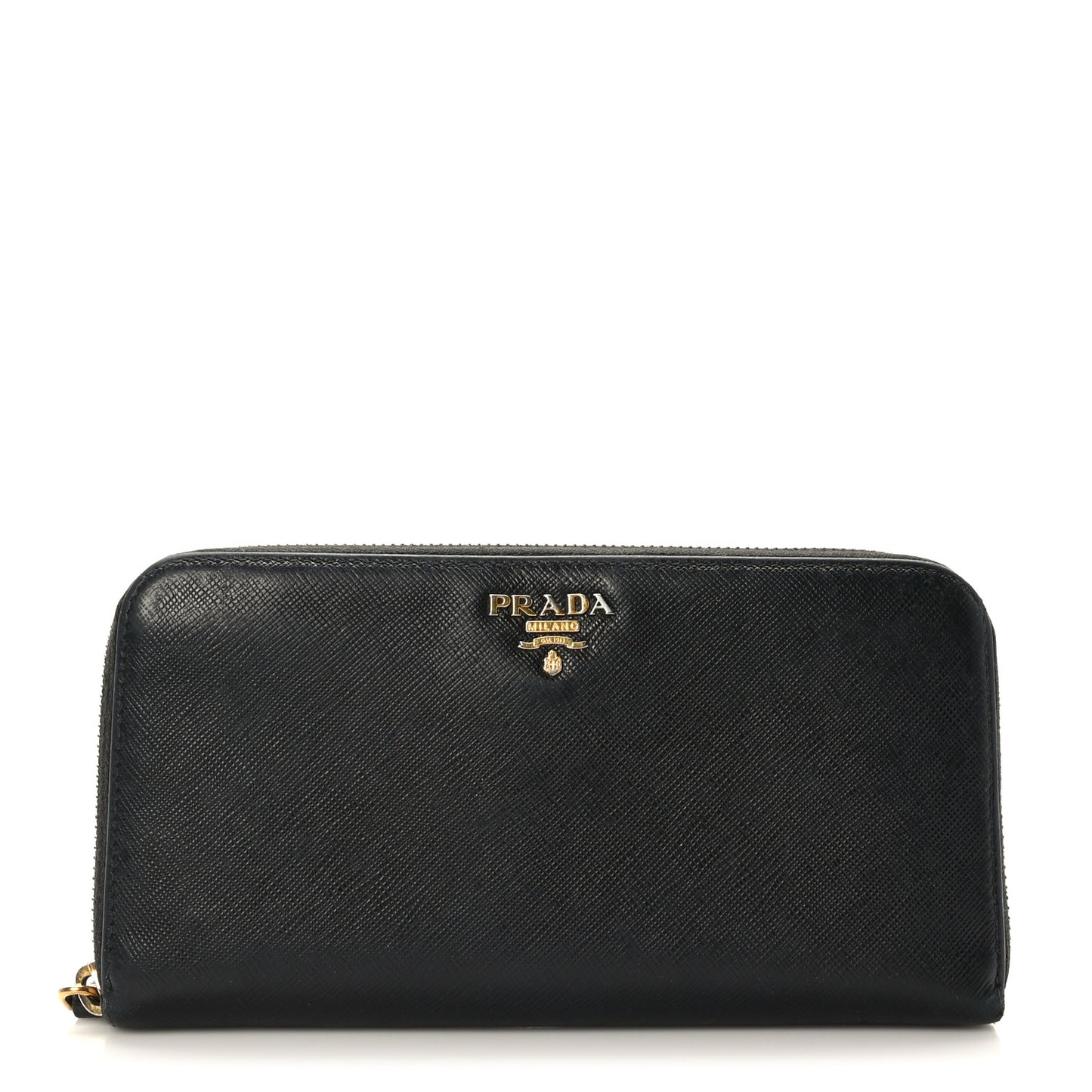 Saffiano Metal Zip Around Wallet Black