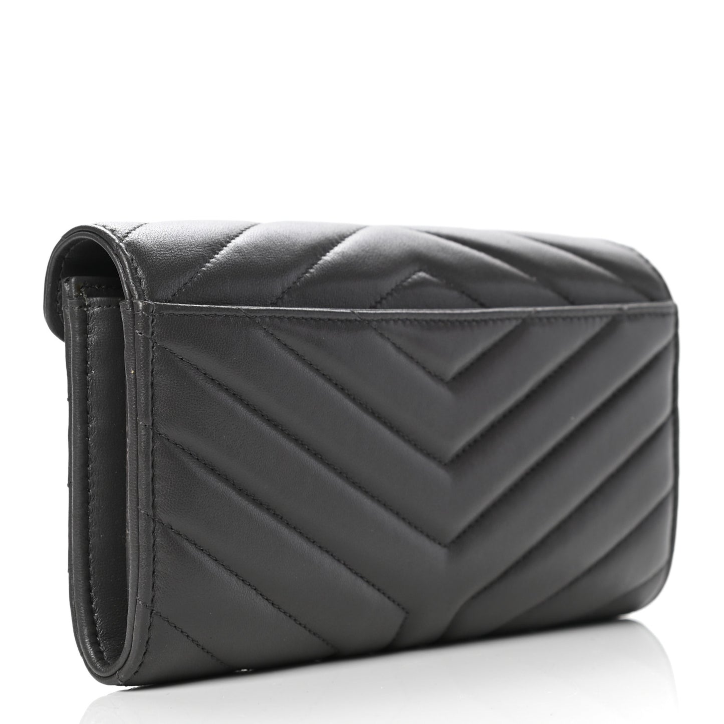 Lambskin Y Quilted Monogram Large Loulou Flap Wallet Asphalt