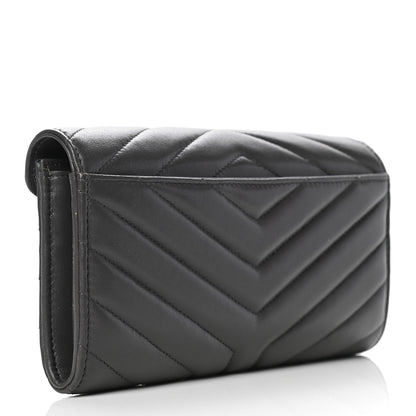 Saint Laurent Lambskin Y Quilted Monogram Large Loulou Flap Wallet Asphalt 2 of 4