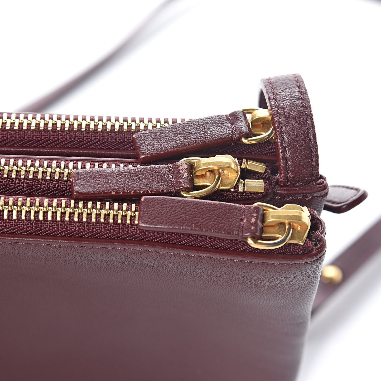 Lambskin Small Trio Crossbody Bag Burgundy