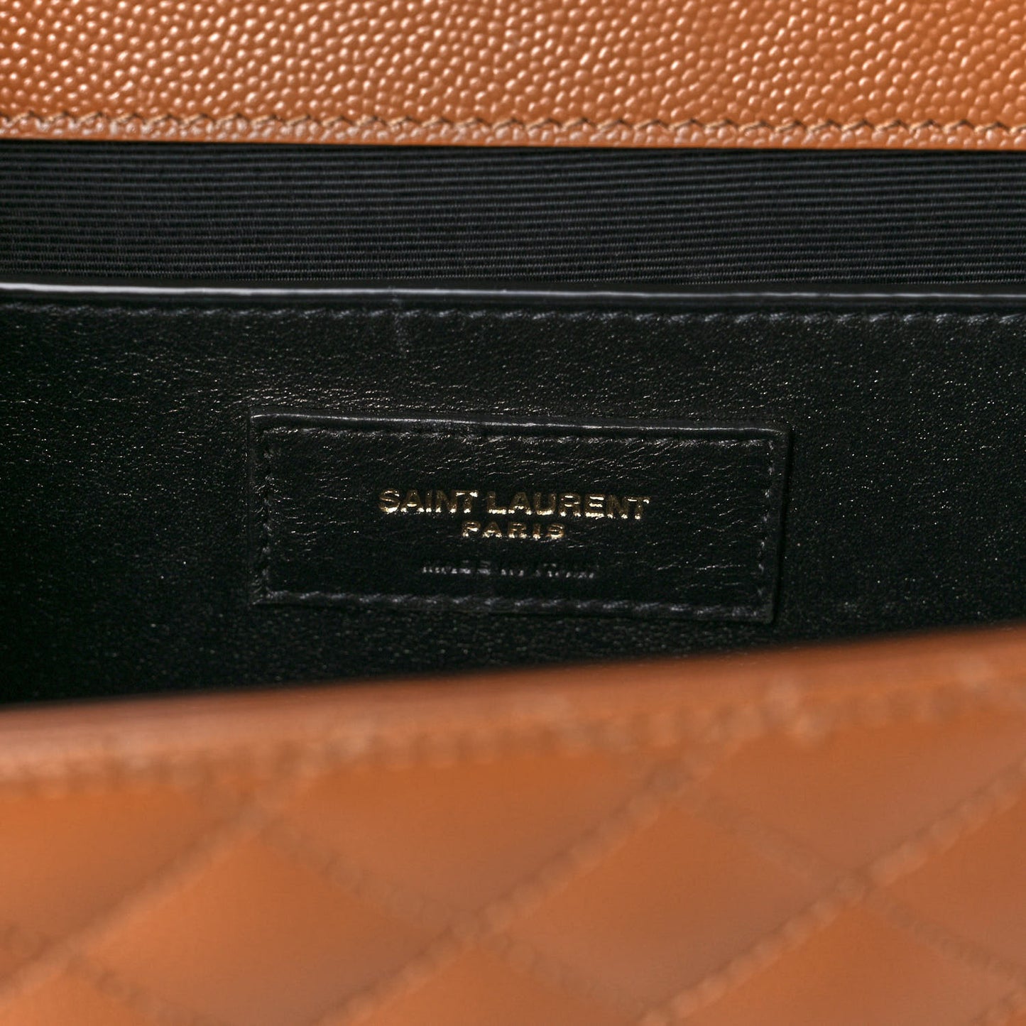 Grain De Poudre Textured Mixed Matelasse Triquilt Medium Monogram Satchel Tan