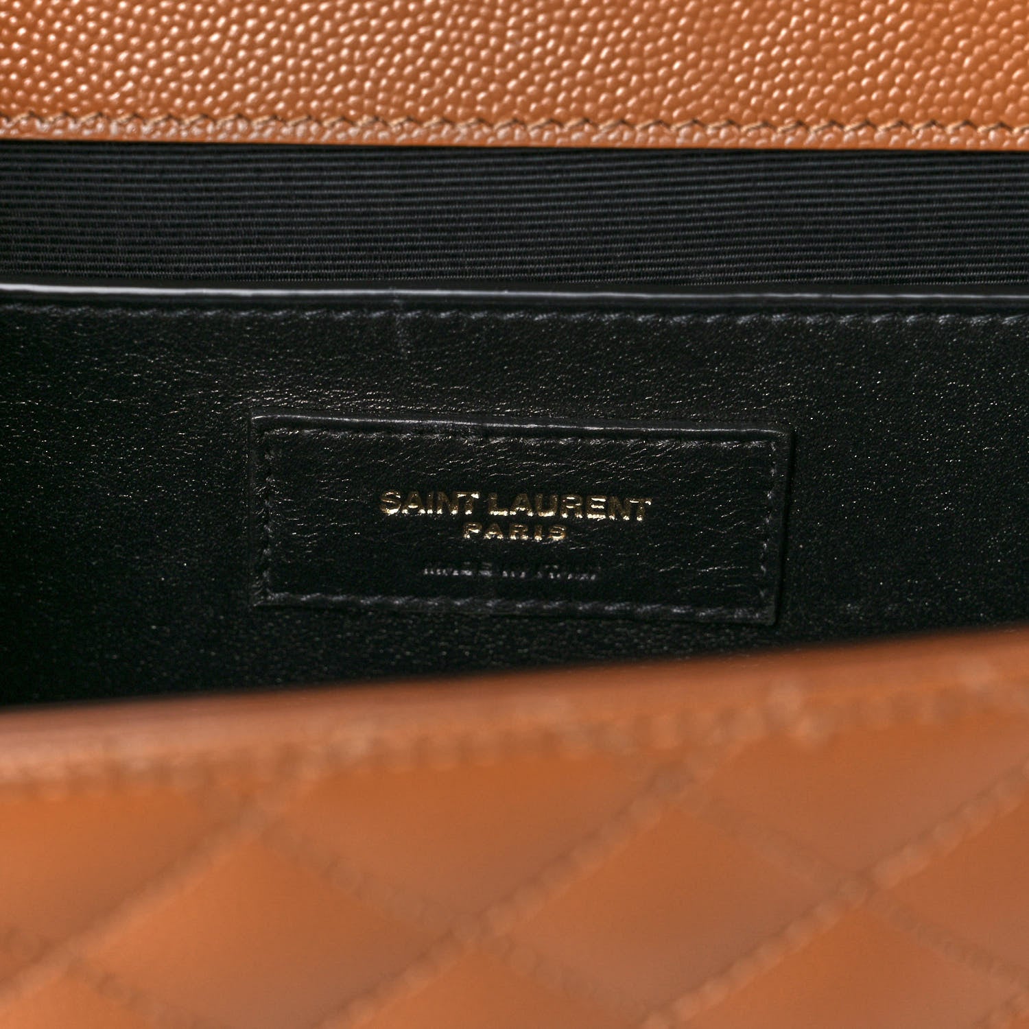 Saint Laurent Grain De Poudre Textured Mixed Matelasse Triquilt Medium Monogram Satchel Tan 7 of 10