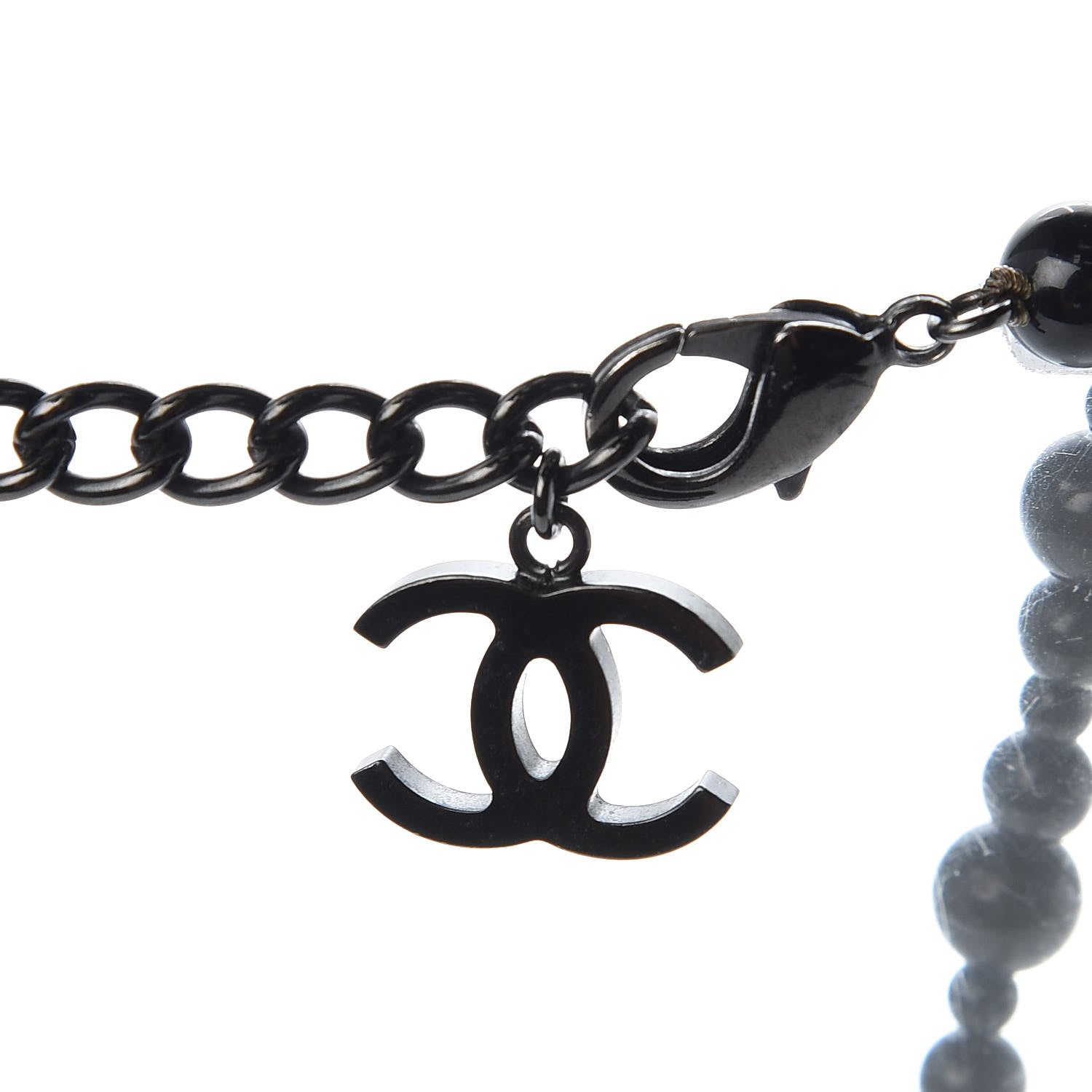 Chanel Ruthenium Pearl Bead CC Short Necklace Black 4 of 7