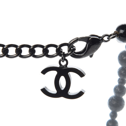Chanel Ruthenium Pearl Bead CC Short Necklace Black 4 of 7