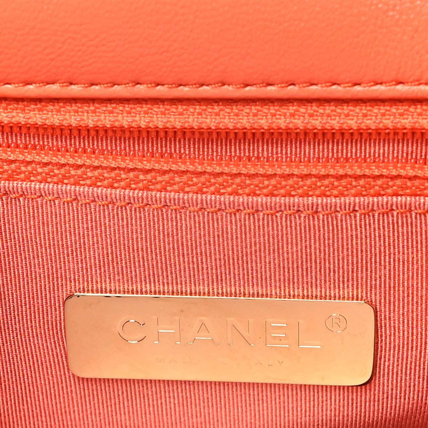 Lambskin Quilted Medium Chanel 19 Flap Orange