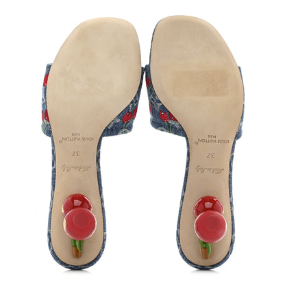 Louis Vuitton LV X TM Monogram Denim Cerises Lily Mules 37 Blue 6 of 9