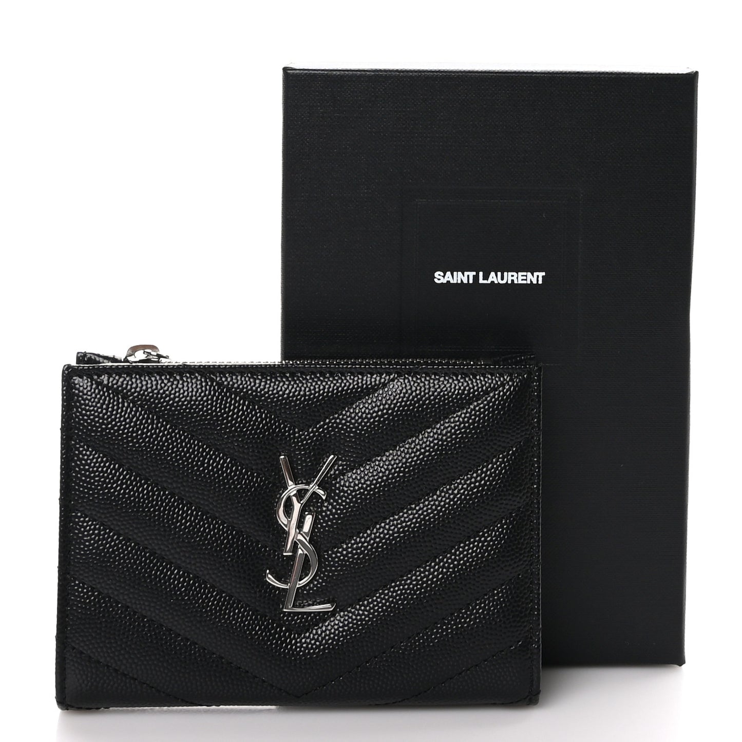 Grain De Poudre Matelasse Chevron Cassandre Fragments Zippered Bi-Fold Wallet Black