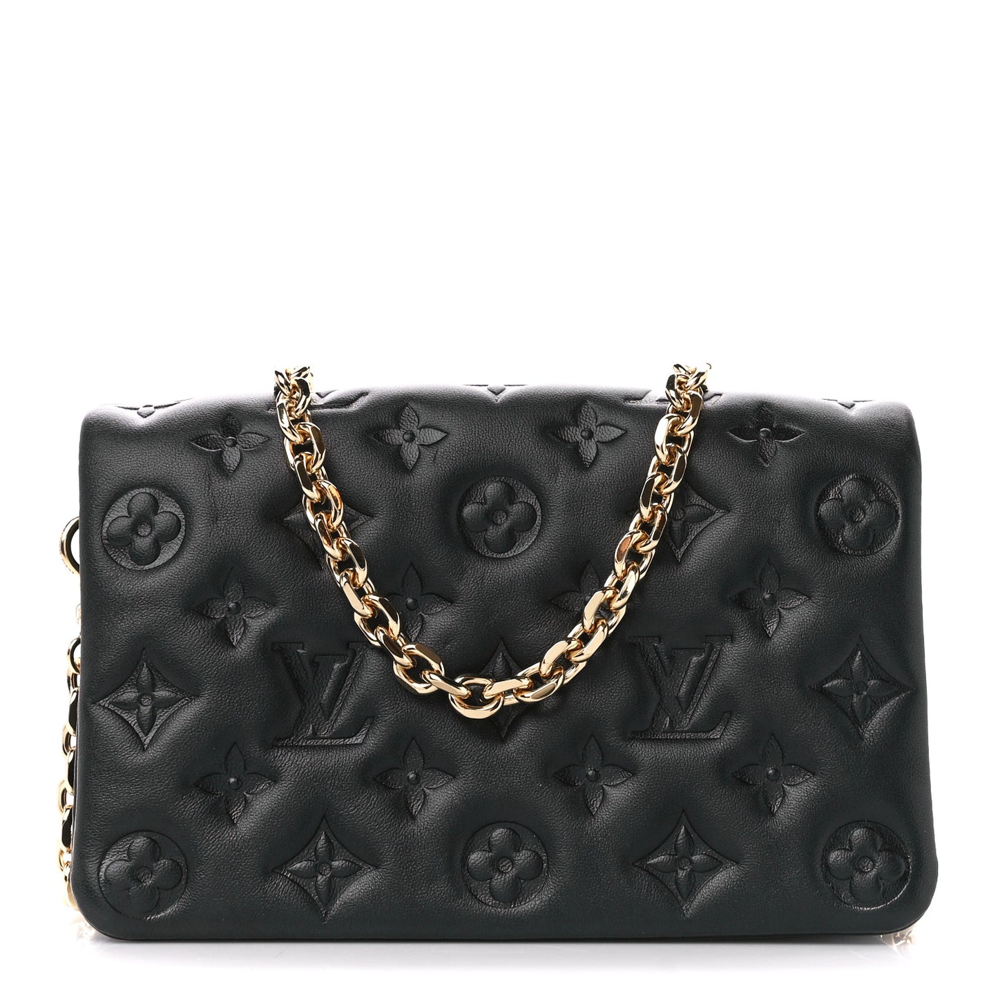 Lambskin Embossed Monogram Pochette Coussin Black