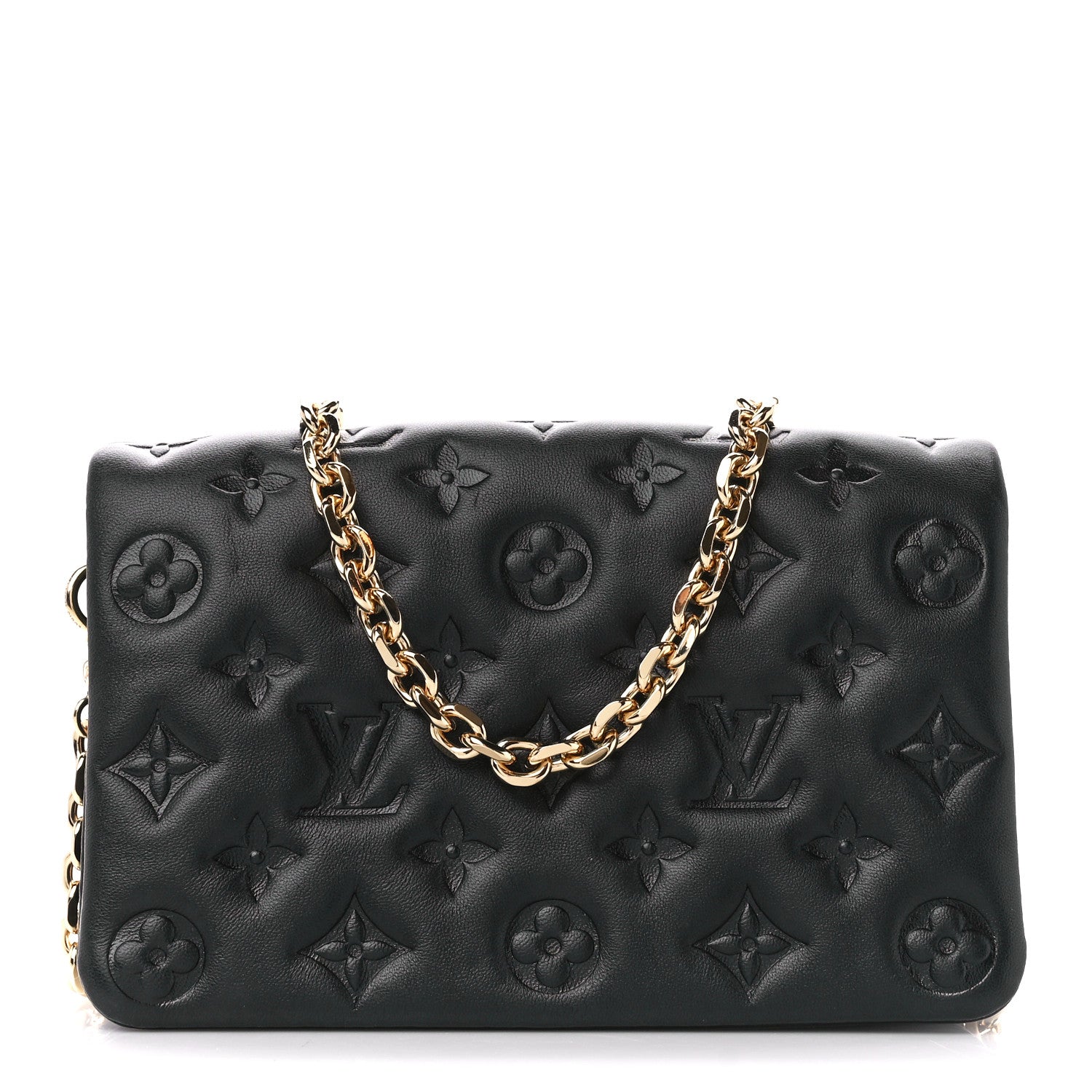 Louis Vuitton Lambskin Embossed Monogram Pochette Coussin Black 1 of 9
