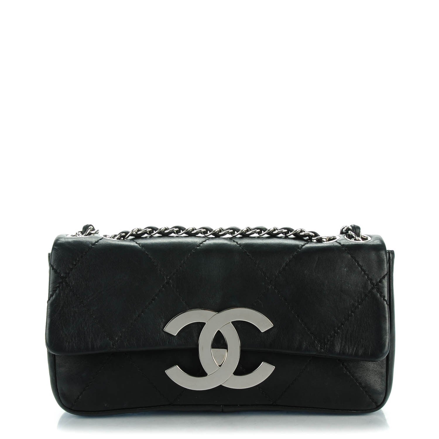 Chanel Lambskin Diamond Stitched CC East West Flap Black 1 of 8