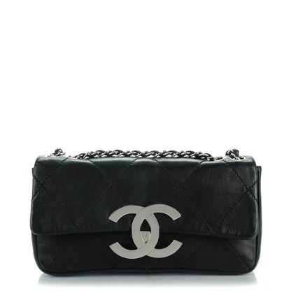 Chanel Lambskin Diamond Stitched CC East West Flap Black 1 of 8