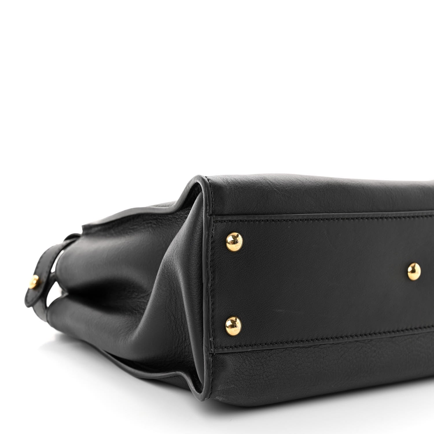 Fendi Vitello Seta Shiny Nappa Medium Peekaboo Iconic Satchel Black 9 of 10