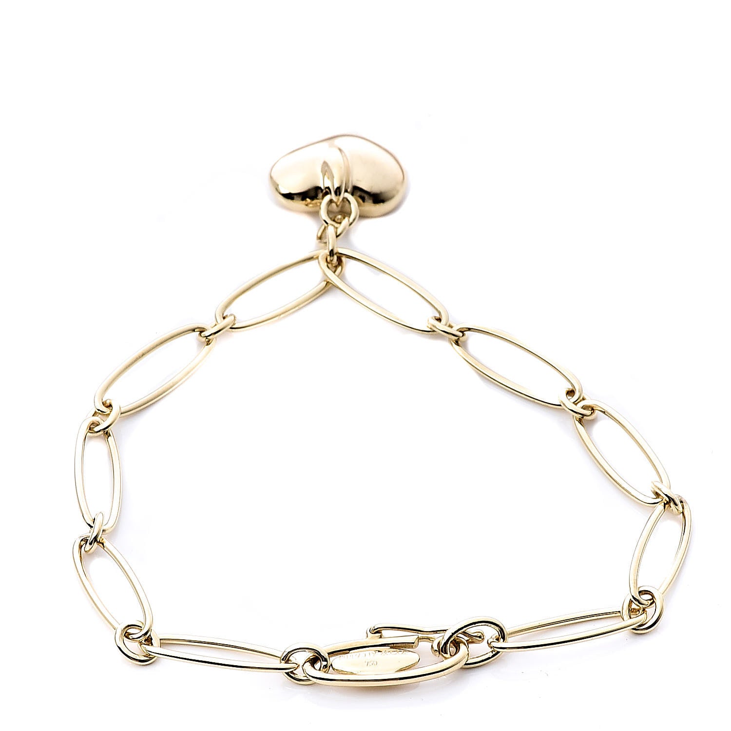 Tiffany 18K Yellow Gold Elsa Peretti Full Heart Charm Bracelet 3 of 5