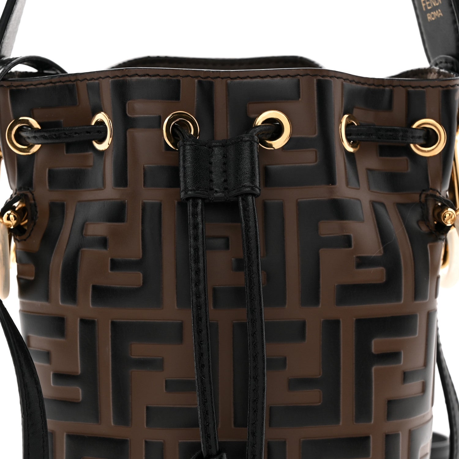 Fendi Vitello Liberty F is Fendi Bi-Color FF 1974 Embossed Mini Mon Tresor Bucket Bag Maya Black 8 of 11