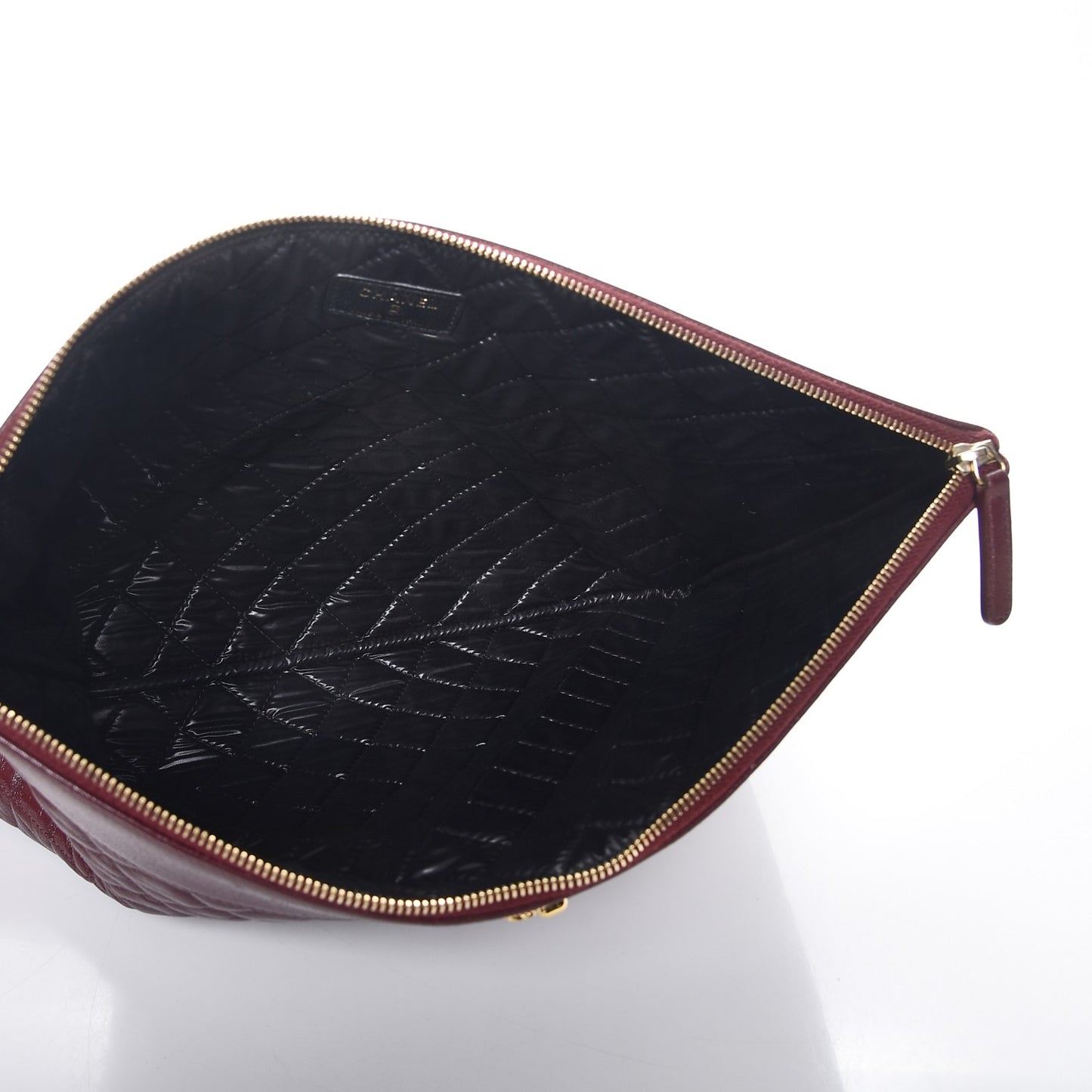 Sheepskin Quilted Large Cosmetic Case Burgundy