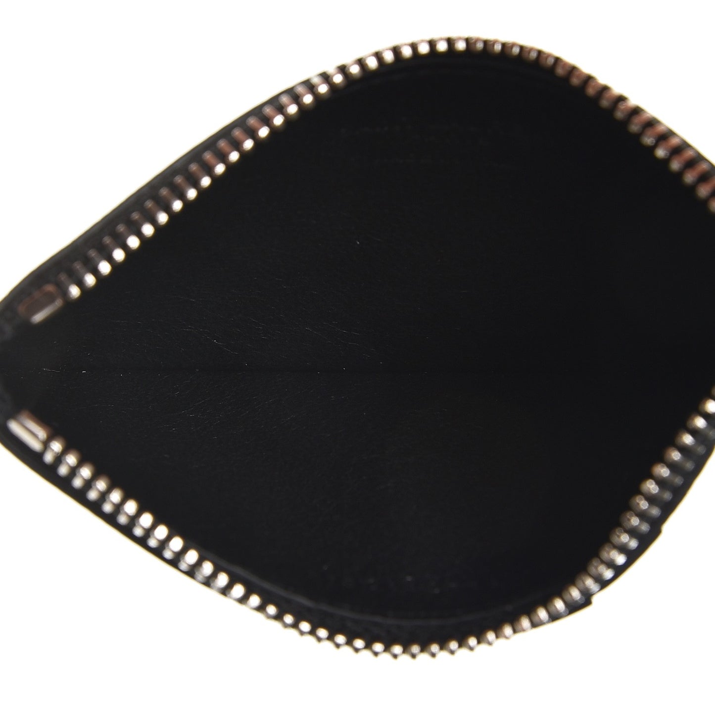 Grained Calfskin 5 Fragments Zip Pouch Card Holder Black