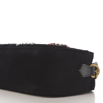 Gucci Velvet Matelasse Crystal Star Embroidered Small GG Marmont Chain Shoulder Bag Black 6 of 8