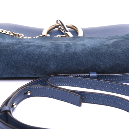 Chloe Suede Calfskin Small Faye Shoulder Bag Majolica Blue 15 of 17