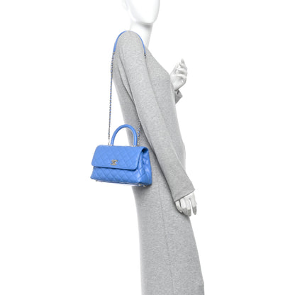 Chanel Caviar Quilted Mini Coco Handle Flap Blue 2 of 10