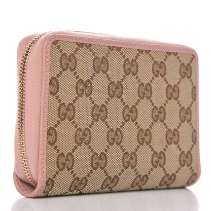 Gucci Monogram Dollar Calfskin Zip Around Compact Wallet Beige Ebony Soft Pink 3 of 10