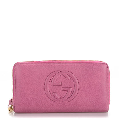 Gucci Pebbled Calfskin Soho Zip Around Wallet Peonia Flower 1 of 7
