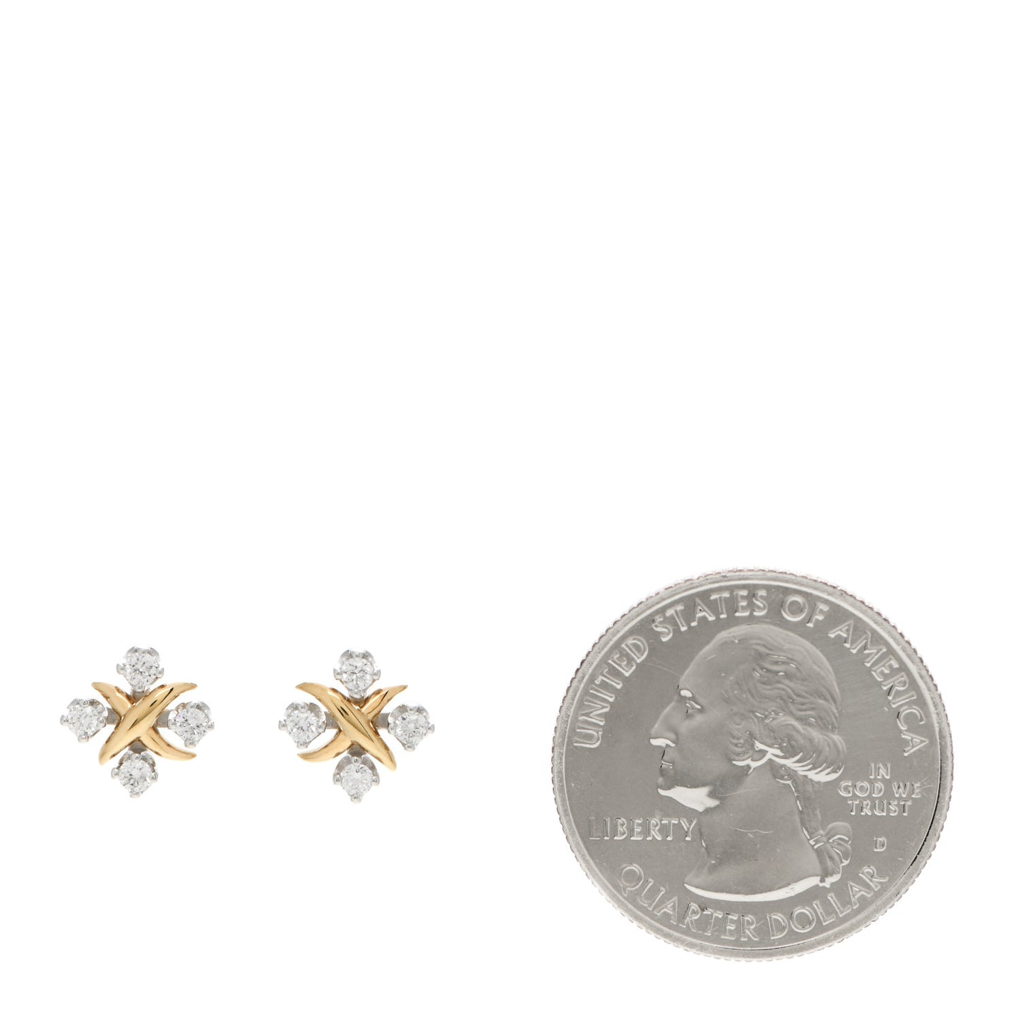 Platinum 18K Yellow Gold Diamond Schlumberger Lynn Earrings