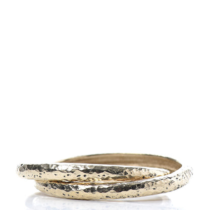 Chanel Metal Hammered CC Bangle Set of 2 Gold 3 of 4